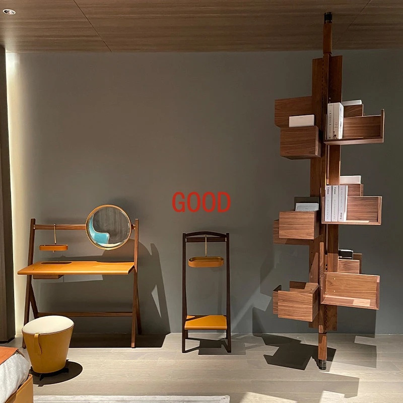 

Custom Italian Minimalist Saddle Leather Clothes Rack Floor Bedroom Solid Wood Cloth Rack Household Furniture decoration home