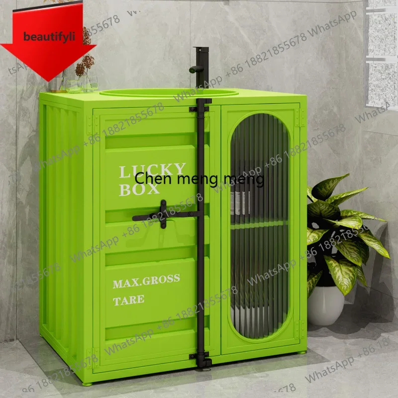 Q181 Industrial wind washing table Container retro washing cabinet Commercial integrated stainless steel column basin