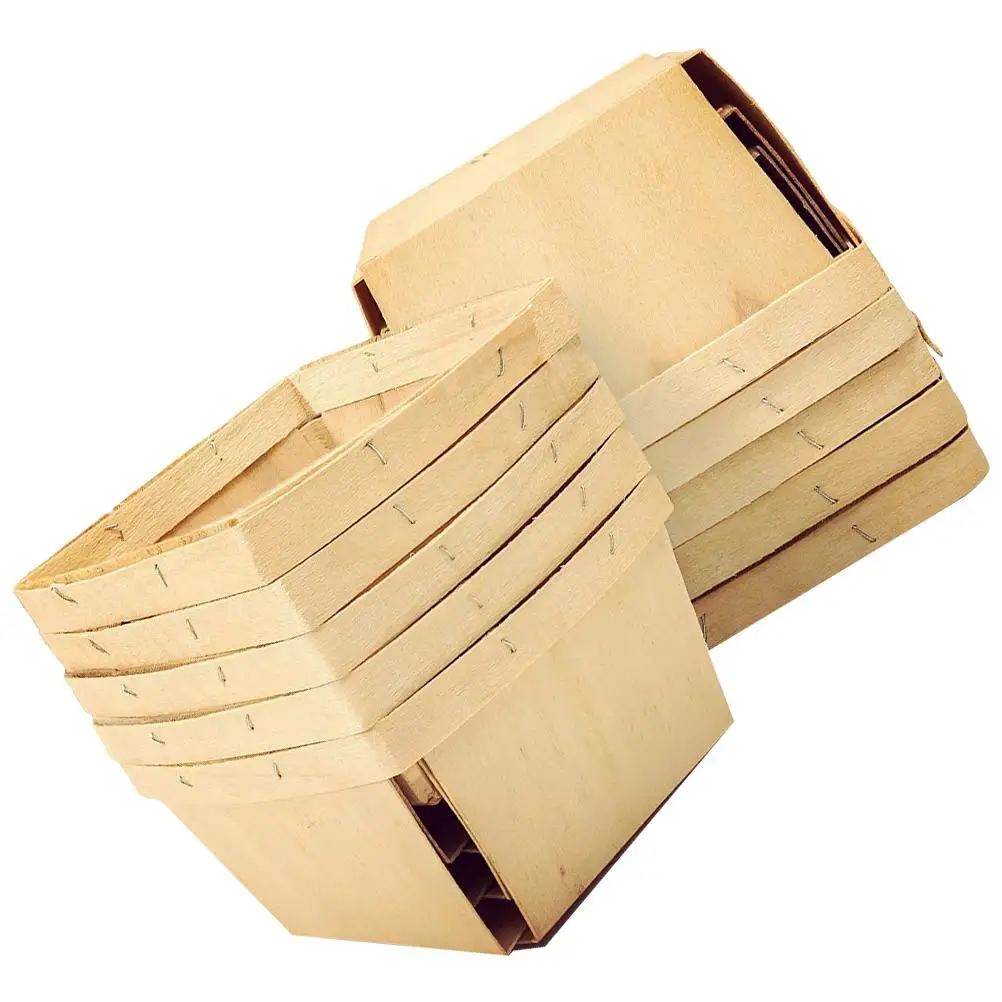 

10 Pcs Wooden Fruit Baskets Storage Organizer Rustic Home Restaurant Picnic Kitchen Small Portable Baskets