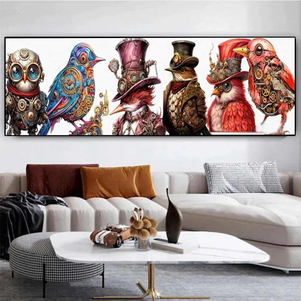 Large Steampunk Owl Hummingbird Diamond Painting Arrival Full Diamond Mosaic Animal Bird 5d Diy Puzzle Embroidery Picture W152