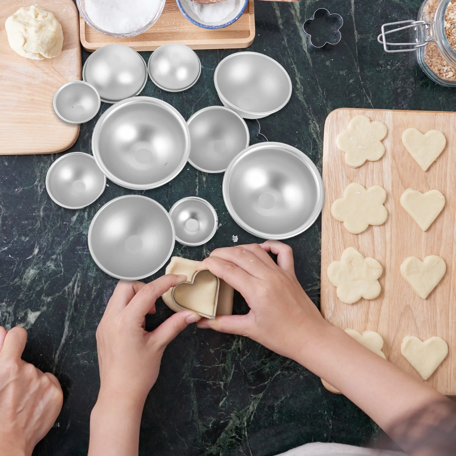 

10pcs Cake Mold Aluminum Alloy Round Chocolate Molds Ball Shaped Pan for Steaming Bath Pudding Kitchen Accessory Easy Cleaning