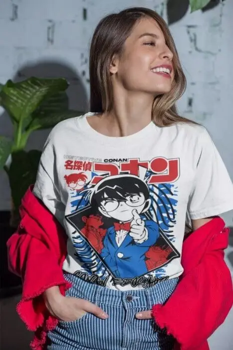 Detective Conan T-shirt Edogawa Shirt Shinichi Vermouth Gin Girl Shirt All Size