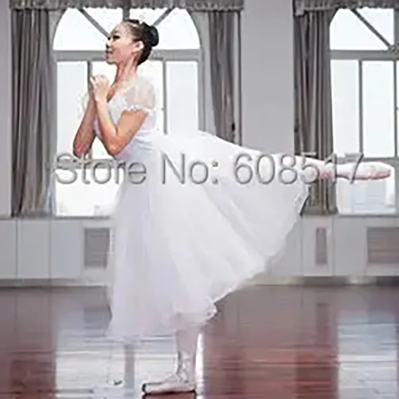 New Adult Ballet Dance Dress White Veil Tutu Dress Swan Lake Dance Wear Performance Ballet Leotard Women Professional Long Skirt