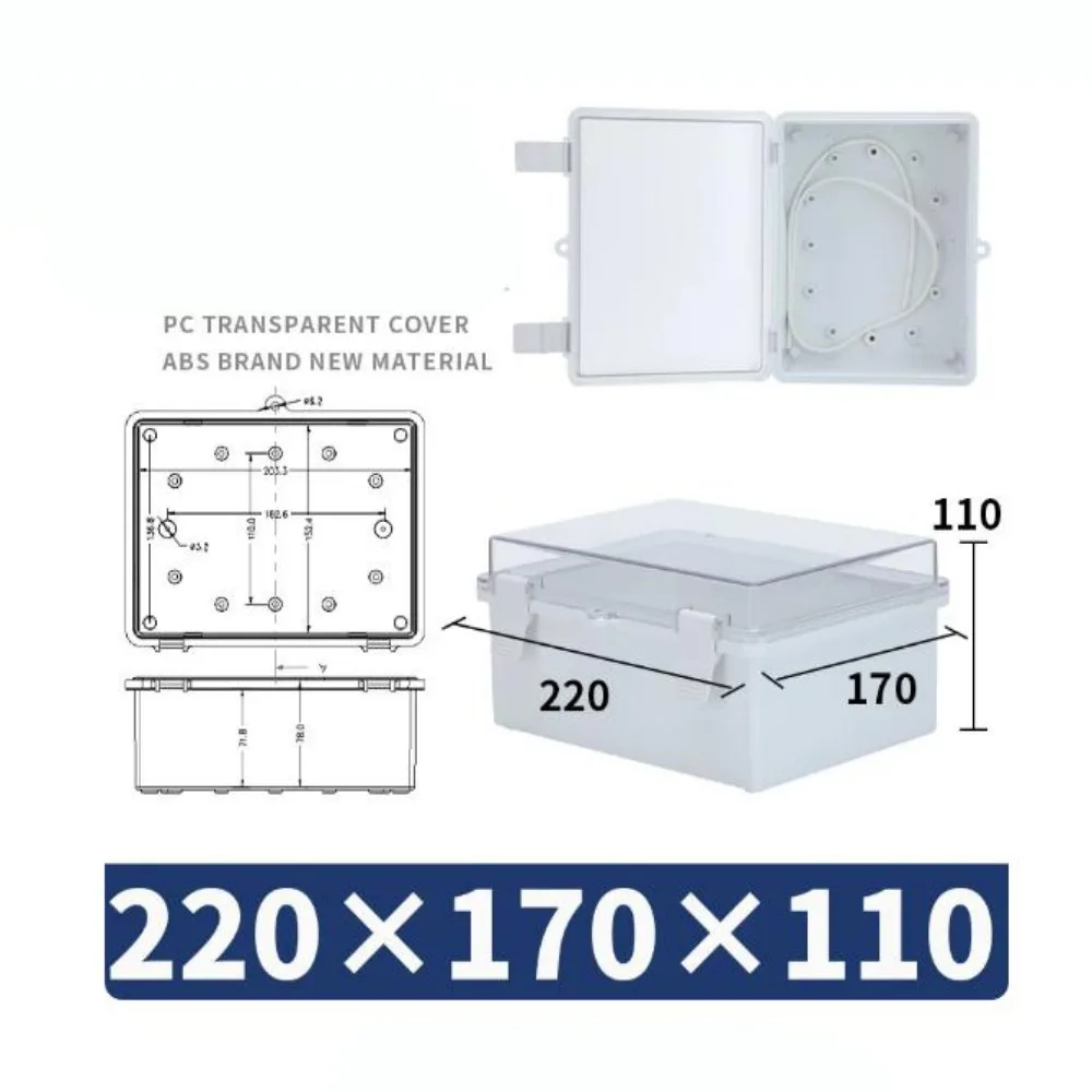 IP67 Electrical Junction Box Enclosure With Hasp Waterproof Outdoor Sealed Switch Power Case White Plastic Distribution Boxes