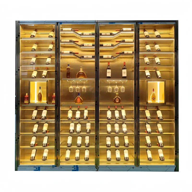 

Modern light luxury stainless steel wine cabinet,custom constant temperature red wine cabinet,wine cellar wine cabinet