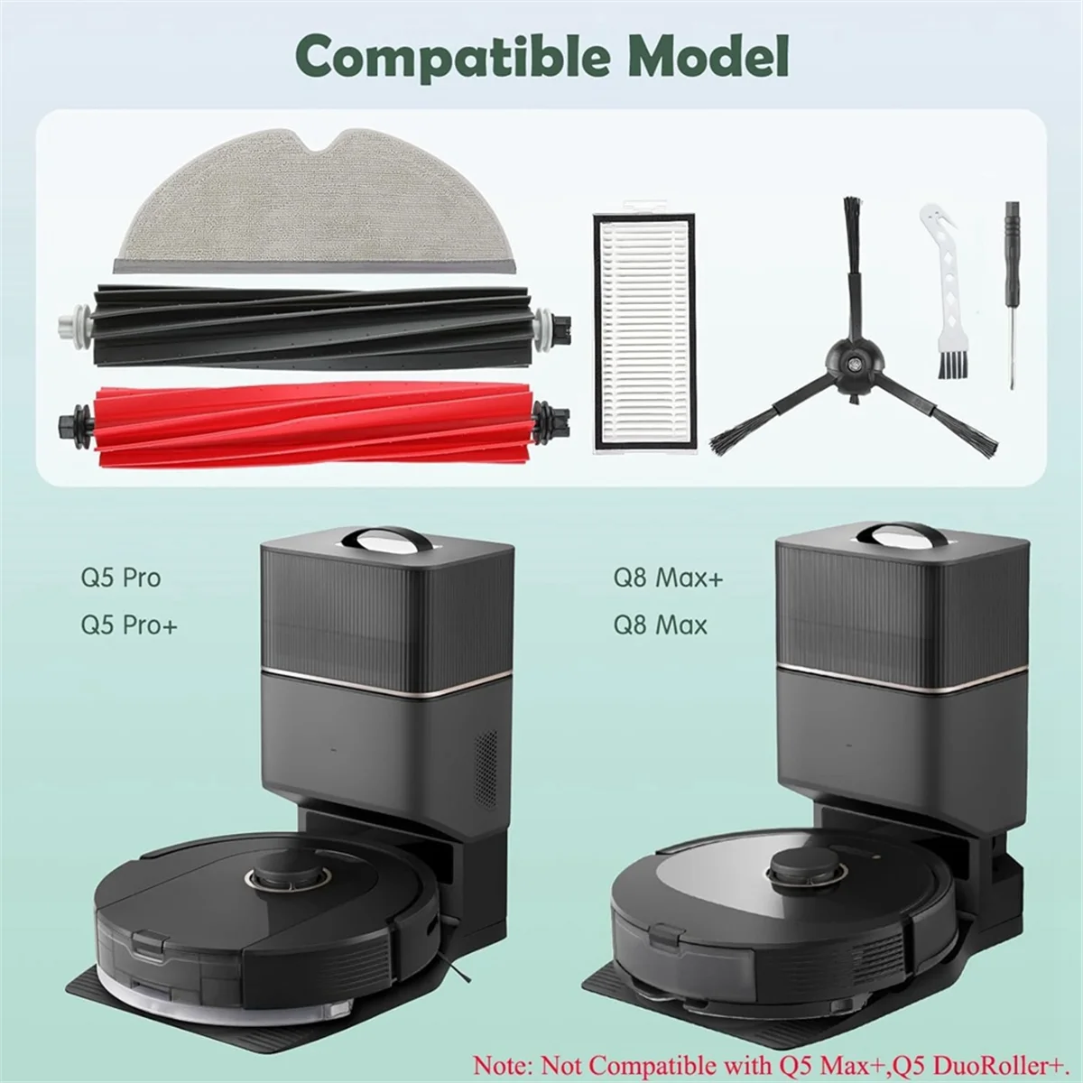 Q5 Pro / Q5 Pro+ / Q8 Max / Q8 Max+ 로봇 진공 청소기 메인 사이드 브러시 헤파 필터 걸레 천 먼지 봉투 FZFZ