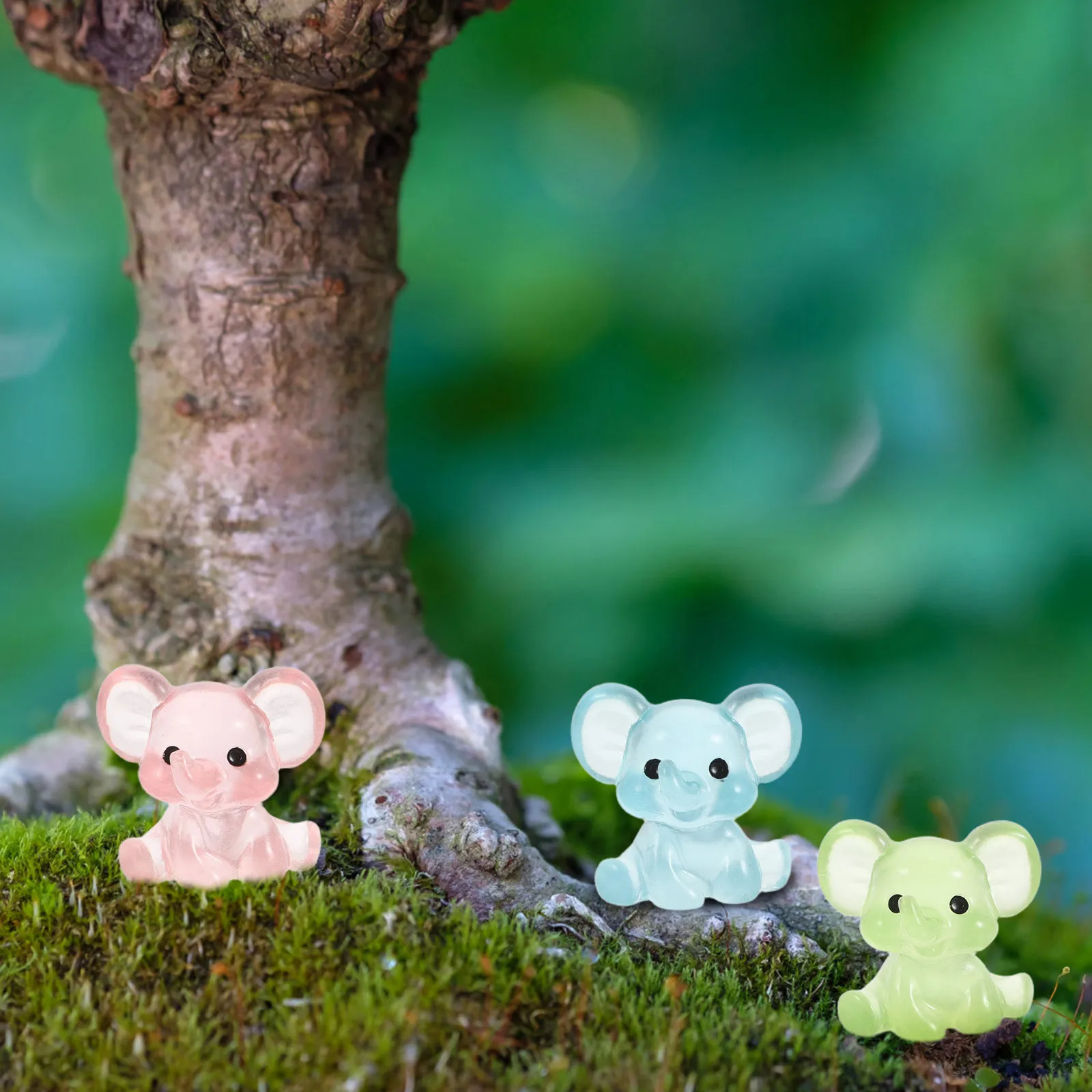 

15Pcs Tiny Elephant Resin Ornaments Glow in The Dark Home Decor Accessories Bedroom Living Room Desktop Ornaments for The Home