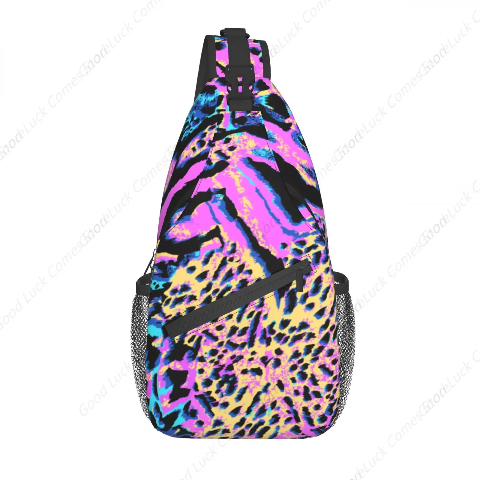 

Neon Leopard Print Crossbody Bags Trendy Sling Backpack Chest Shoulder Bag Gym Cycling Travel Hiking