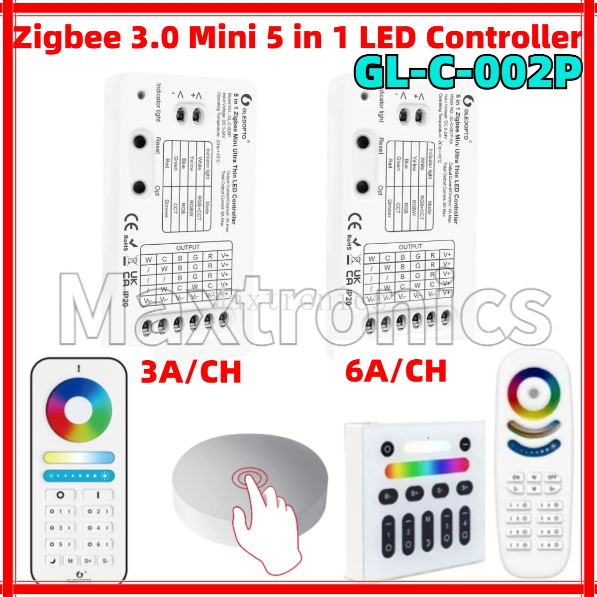 

Zigbee 3.0 Mini 5 в 1 контроллер светодиодных лент GL-C-002P RGBCCT/RGBW/RGB/CCT/диммер DC5-24V для подсветки телевизора, кухонного освещения