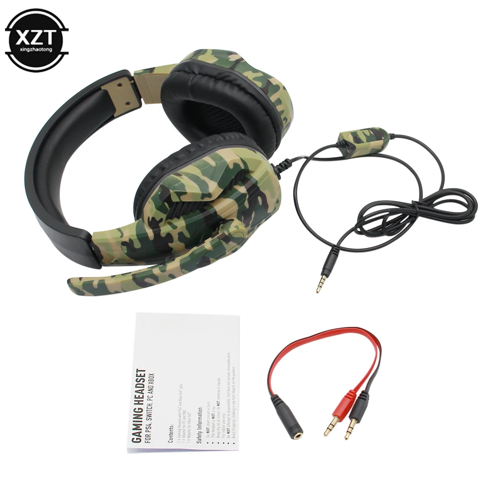 Camouflage Gaming Headset 3.5mm AUX Jack Wired Headphones Gamer Cool Game Headphone With Microphone For PS4 Xbox One PC Phone