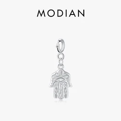 Modian 925 Sterling Silver Lucky Hand of Fatima Pendant Charm Fit Women Original DIY Bracelet Necklace Fine Jewelry Accessories
