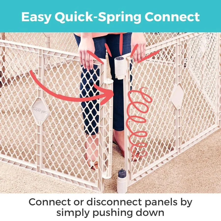 Superyard Baby Play Yard: Box indipendente per bambini a 6 pannelli per uso interno ed esterno Costruzione durevole Si prega di fino a 18,5