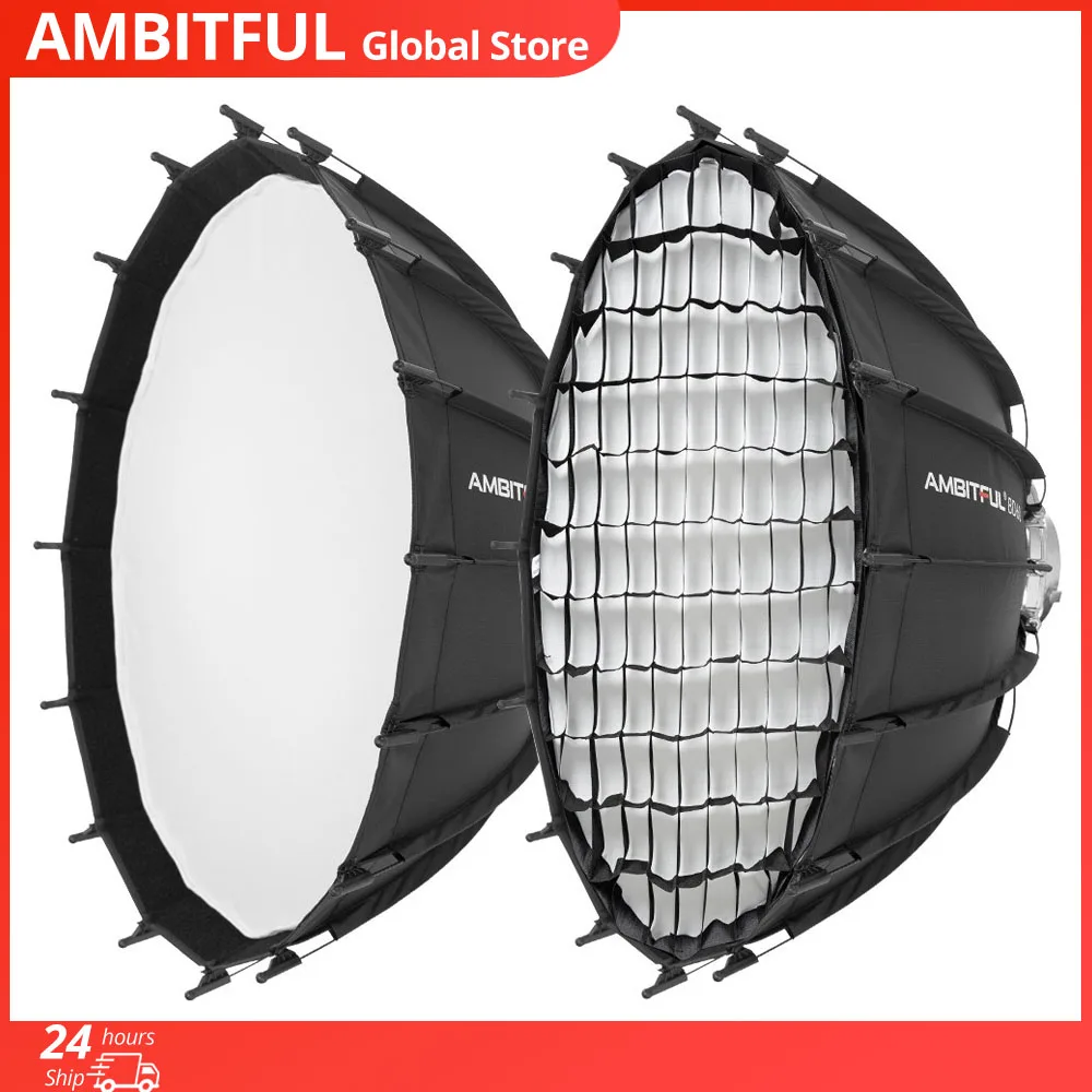 Ambitful 60/80cm 23.6'' Studio Silver Wide Angle Beauty Dish Honeycomb Grid Bowens Mount for Godox SK400II QT600II SL200II VL300