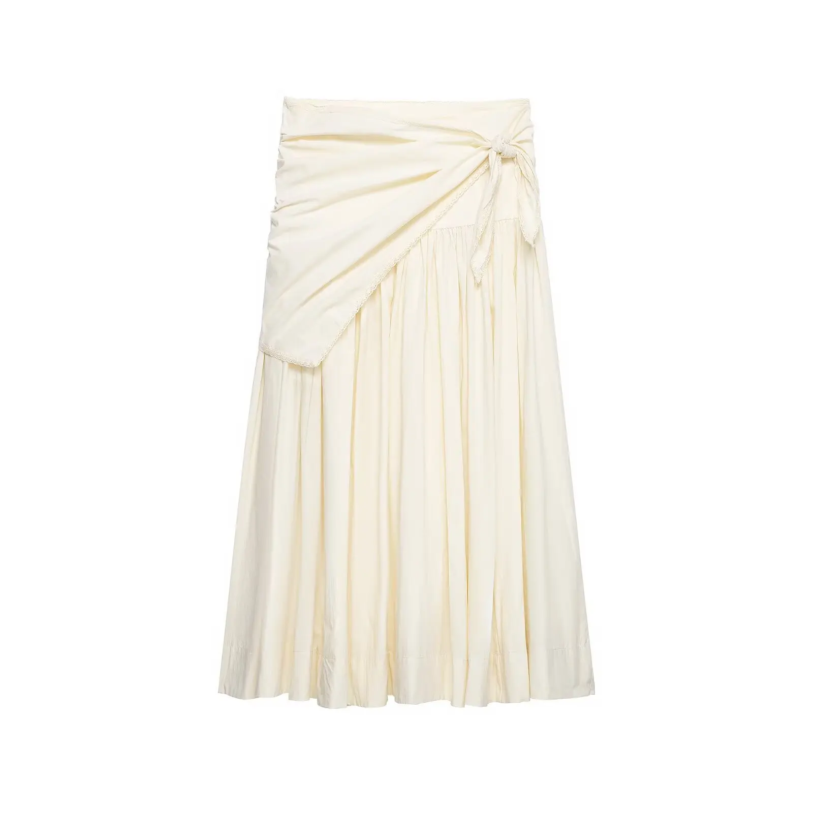 Women's Fashionable Fluffy Scarf Midi Skirt Front Pleated Midi Skirt Ruffled Hem Skirt Soft Casual Style Skirt For Women M57O