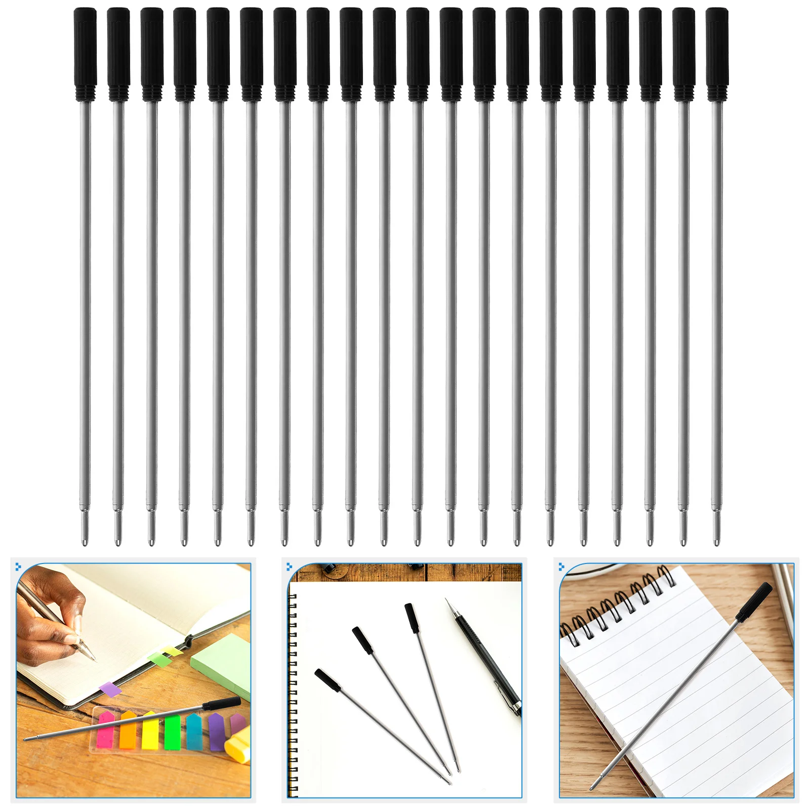 20Pcs Portable Lightweight Ballpoint Pen Refills Safe Gel Pen Replacement Easy Install Students Stationery