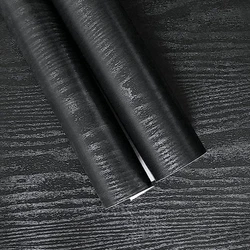 45cm Black Wood Grain PVC Wallpaper kitchen  Wardrobe Cupboard Table Furniture Waterproof Self Adhesive Stickers Home Decor ﻿