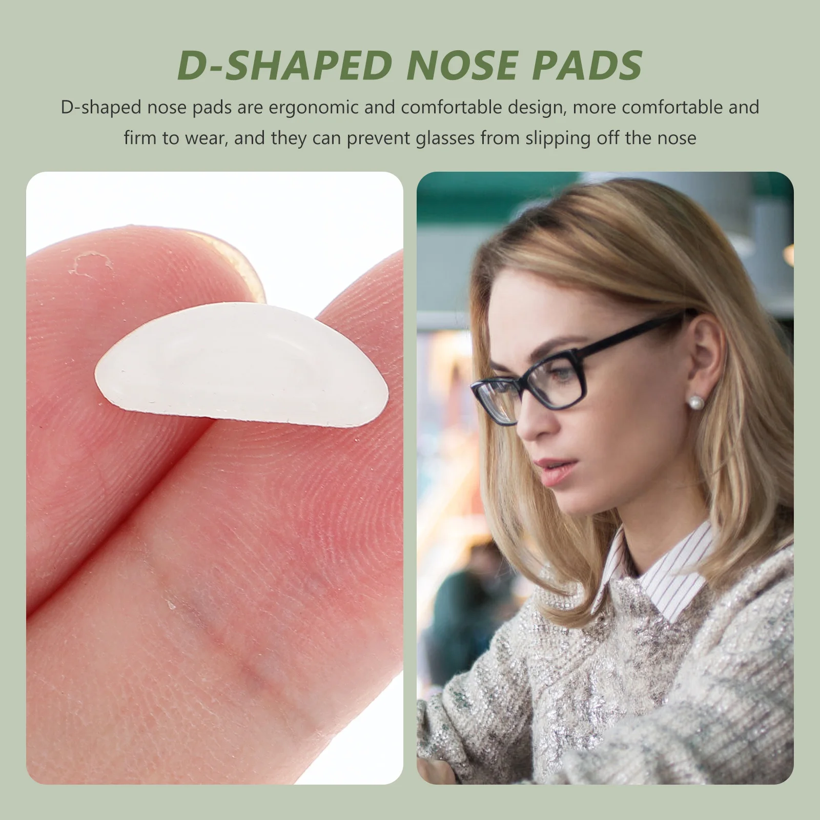

15 Pairs White D Shape Non slip Glasses Nose Pads Silicone Eyeglass Support Replaceable Comfortable Fit Anti Deformation