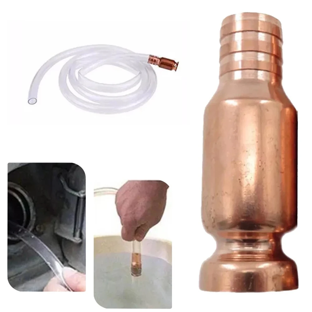 Siphon Connector Copper Siphon Filler Pipe Manual Pumping Oil Pipe Fittings Self-priming Suction Pipe Oil Extractor Head