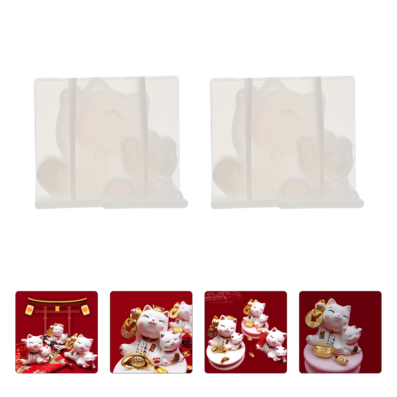 2 Pcs Silicone Mold Cat DIY Mould Clean Crafts Making Model Silica Gel Simple Newborn Decoration