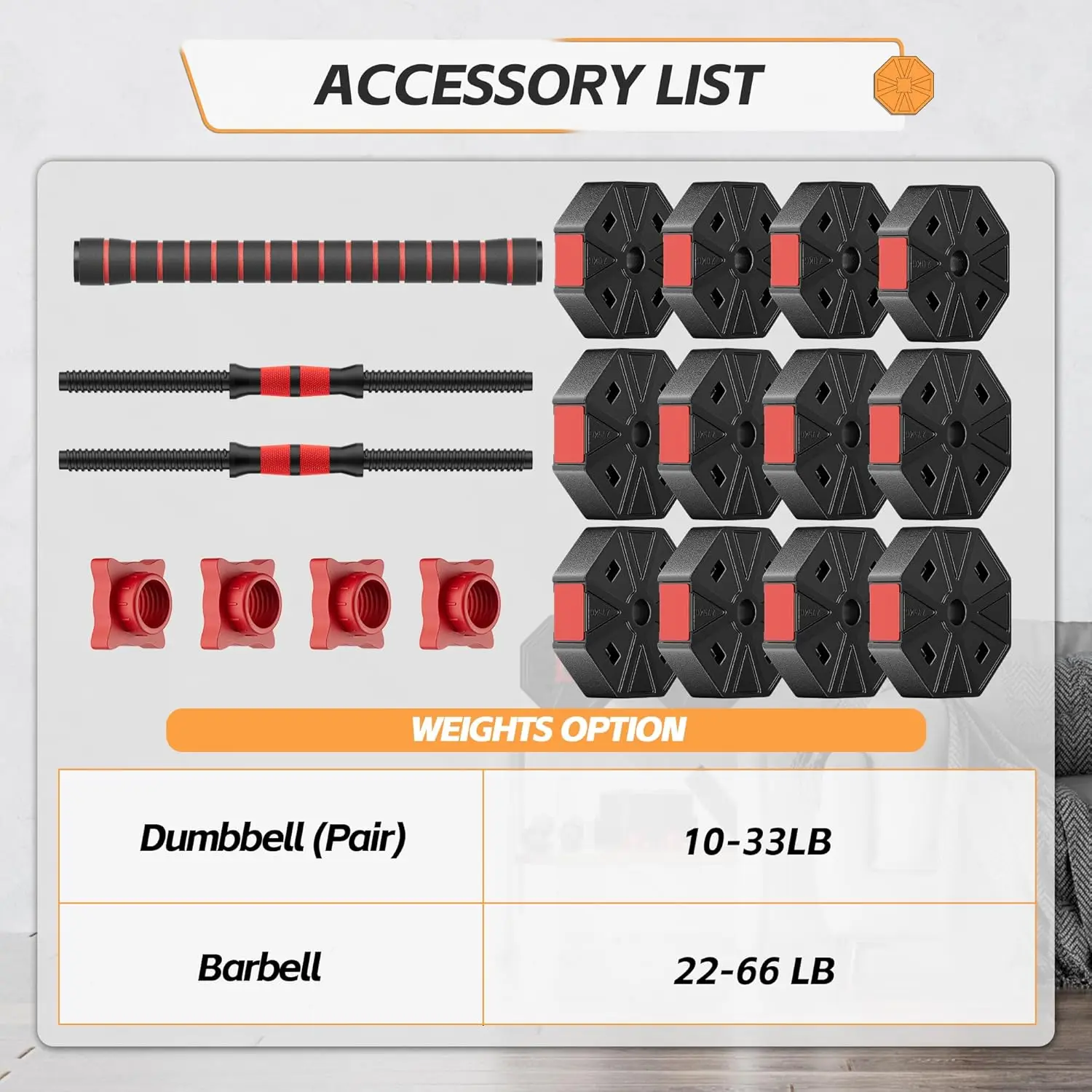 مجموعة دمبل أوزان قابلة للتعديل مكونة من 2 صالة الألعاب الرياضية المنزلية 3 في 1 تستخدم كحديد، وقضبان رفع 44/66 رطل مجموعة دمبل أوزان مجانية