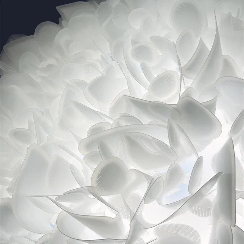 Imagem -06 - Romântico Branco Led Luz de Teto Brilho Floral Pétalas Lustre Quarto Minimalista Pvc Lâmpada Escurecimento Restaurante Luz