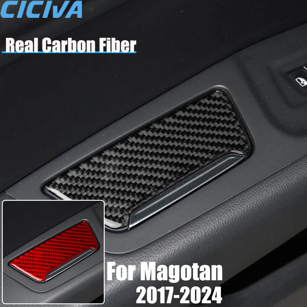 Real Carbon Fiber Car Accessories Rear Door Ashtray Trim Cover Soft Sticker For Volkswagen Magotan 2017 2018 19 20 21 22 23 24