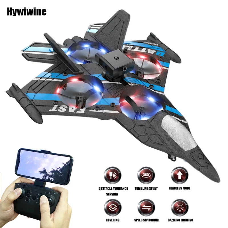 RC Plane with Camera Helicopter Remote Control Aircraft Obstacle Avoidance Fighter 2.4G Airplane EPP Foam Plane Children Toys