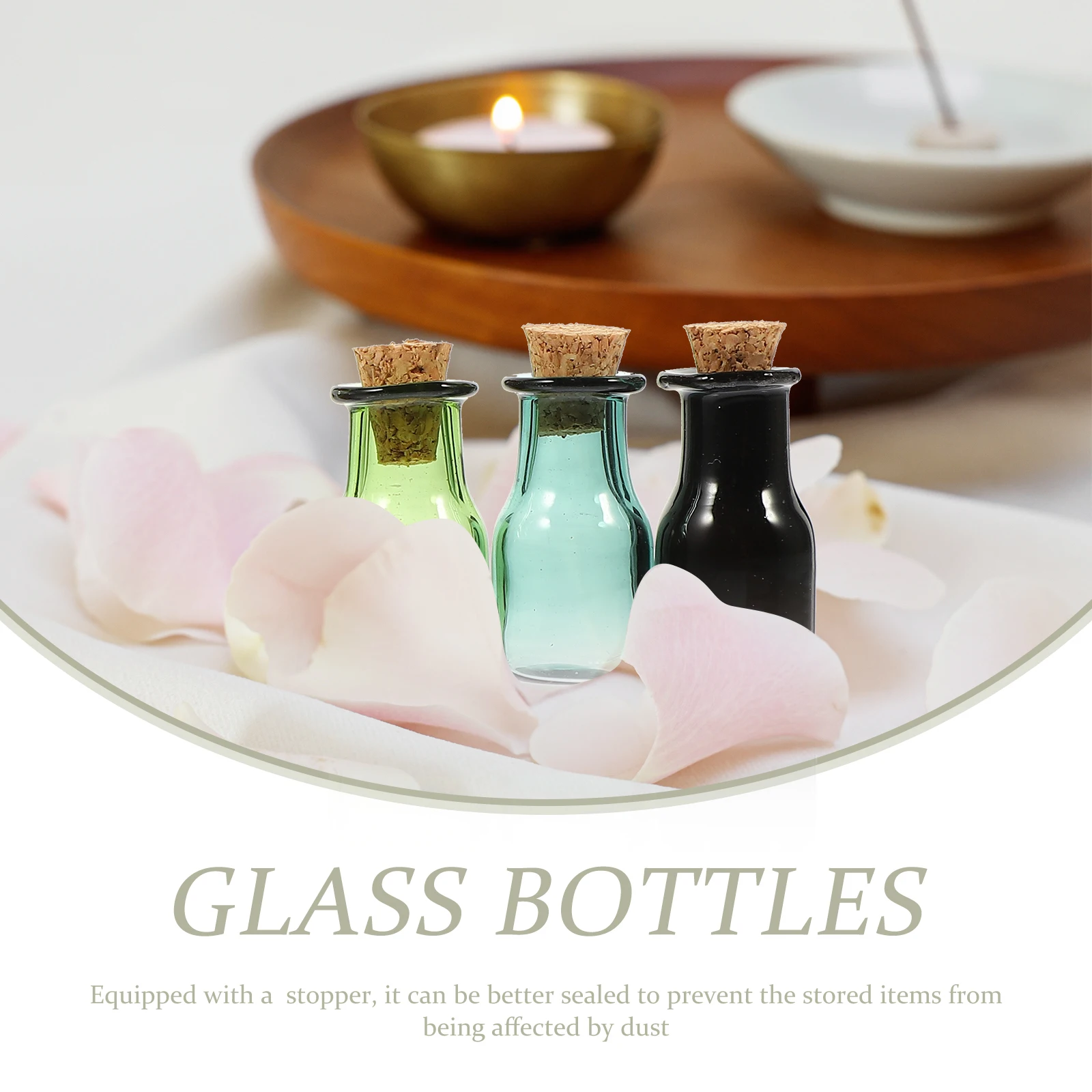 

9pcs Mini Glass Bottles Tiny Transparent Jars Cork Stoppers Sample Containers Crafts Room Decoration Small