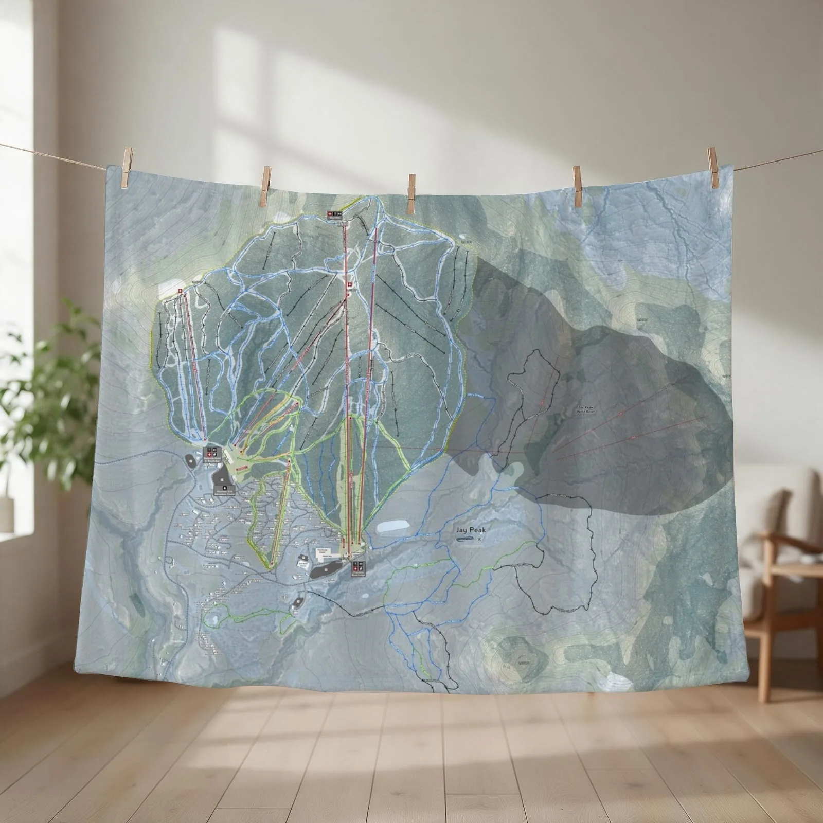 Jay Peak Resort Trail Map Throw Blanket warm winter Single Kid'S Blankets For Bed Blankets