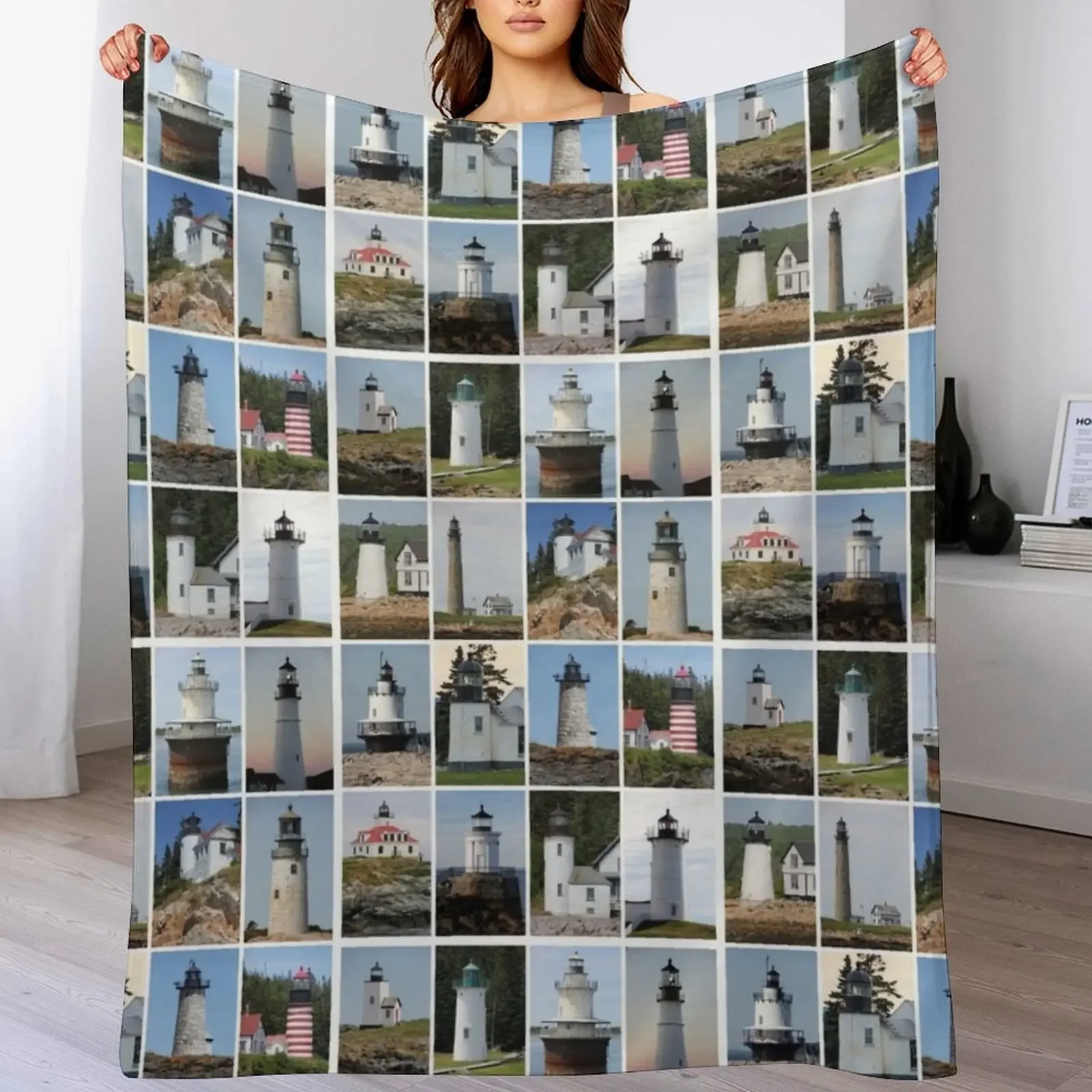 

Lighthouses of Maine Throw Blanket Decorative Sofa Flannel Tourist for winter Blankets