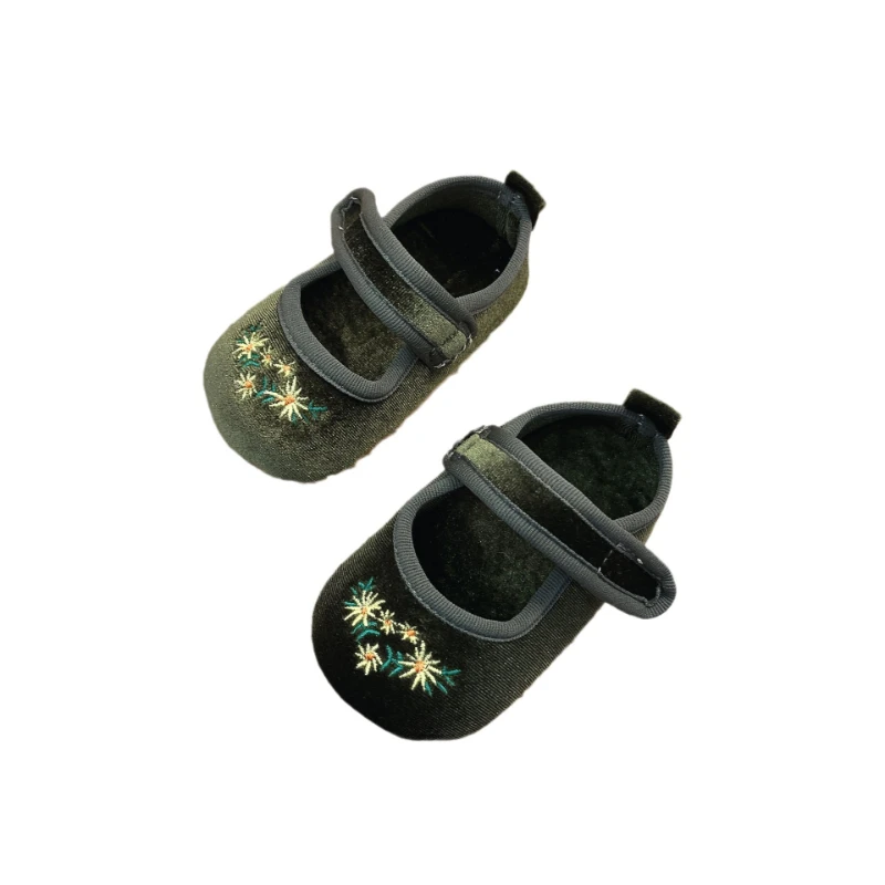 حذاء طفل مطرز بالزهور 2025 خريف جديد الطبعة الكورية طفل لطيف حذاء واحد فتاة المشي حذاء فتاة موضة الرقص HomeShoes