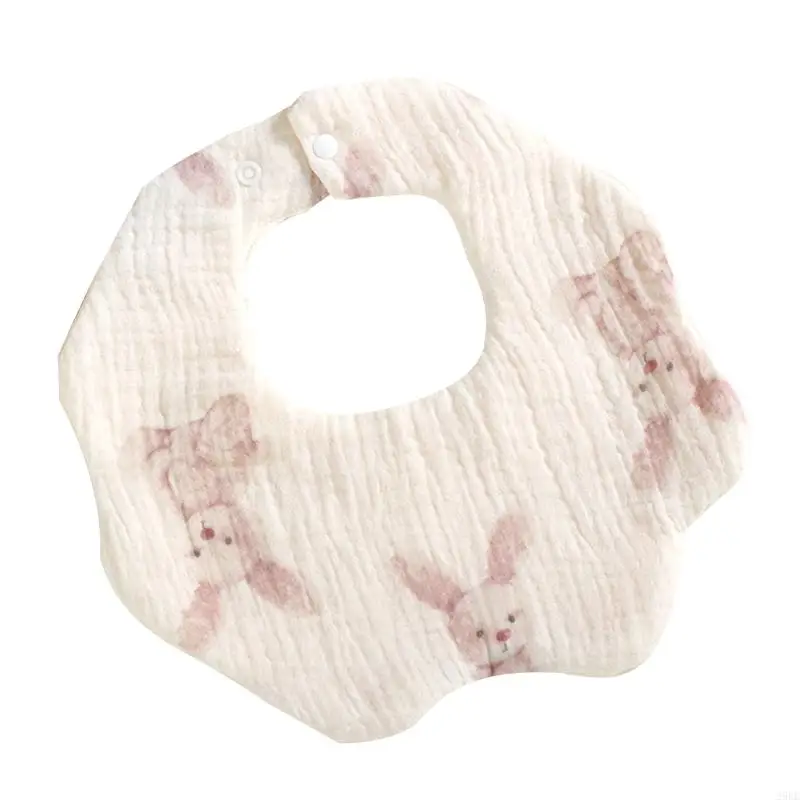 29EE 360 Degree Rotation Burp Cloth Baby Flower Feeding Bib Bandana Scarf 6-Layers Cotton Gauze Absorbent Saliva Towel