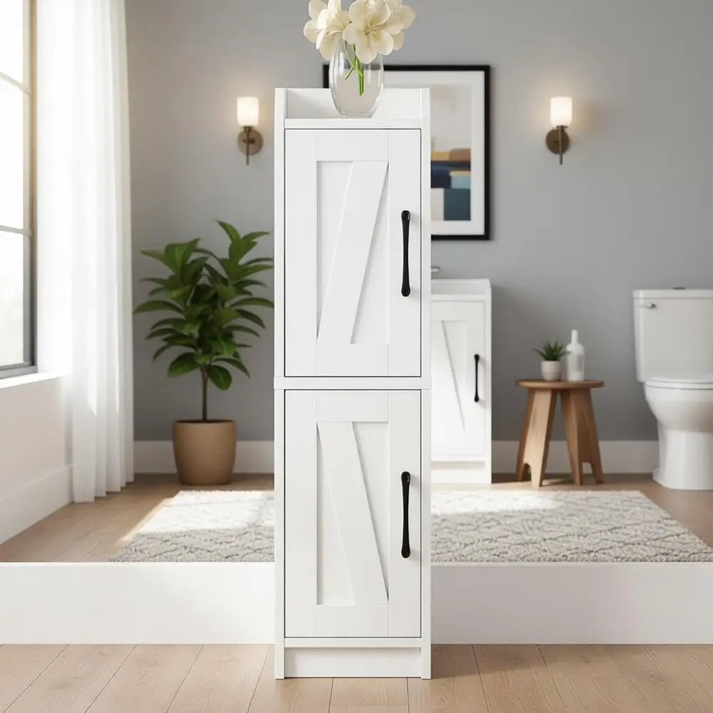 

Белый компактный шкаф для ванной комнаты с дверцей и регулируемыми полками для узких пространств