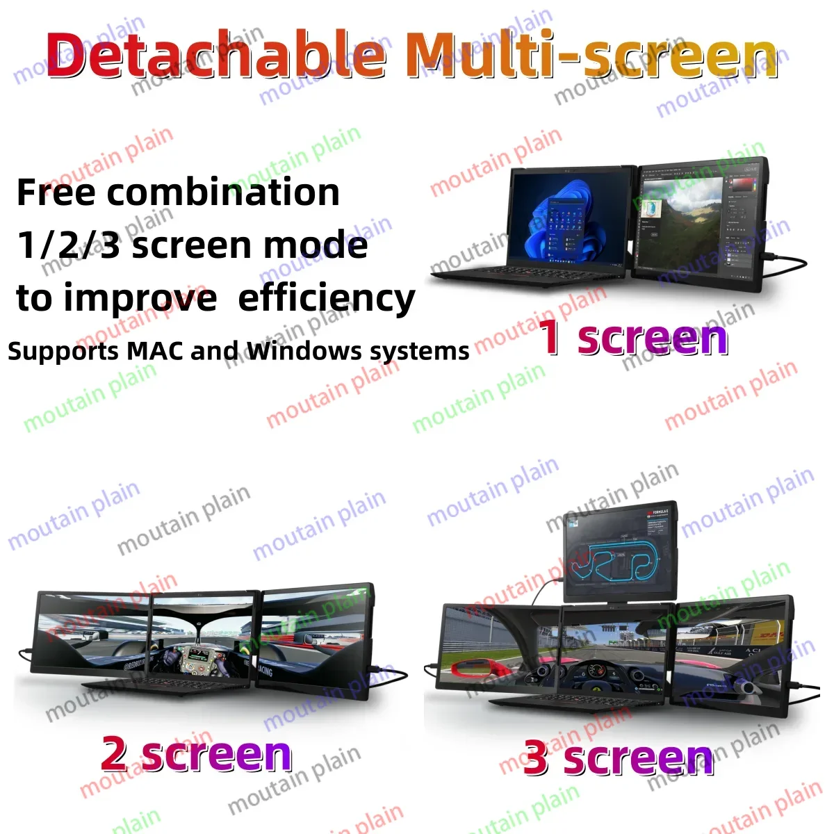 Portable Monitors Foldable Tri-screen Extended Laptop Screen Wholesale 13.3 Inch 2 IPS Full View