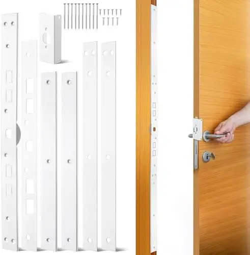 

Zonon 2-Pack 59.5" Stainless Steel Door Jamb Reinforcement Kit for Home Security – 14-Piece Anti-Kick Front Door Frame Repair