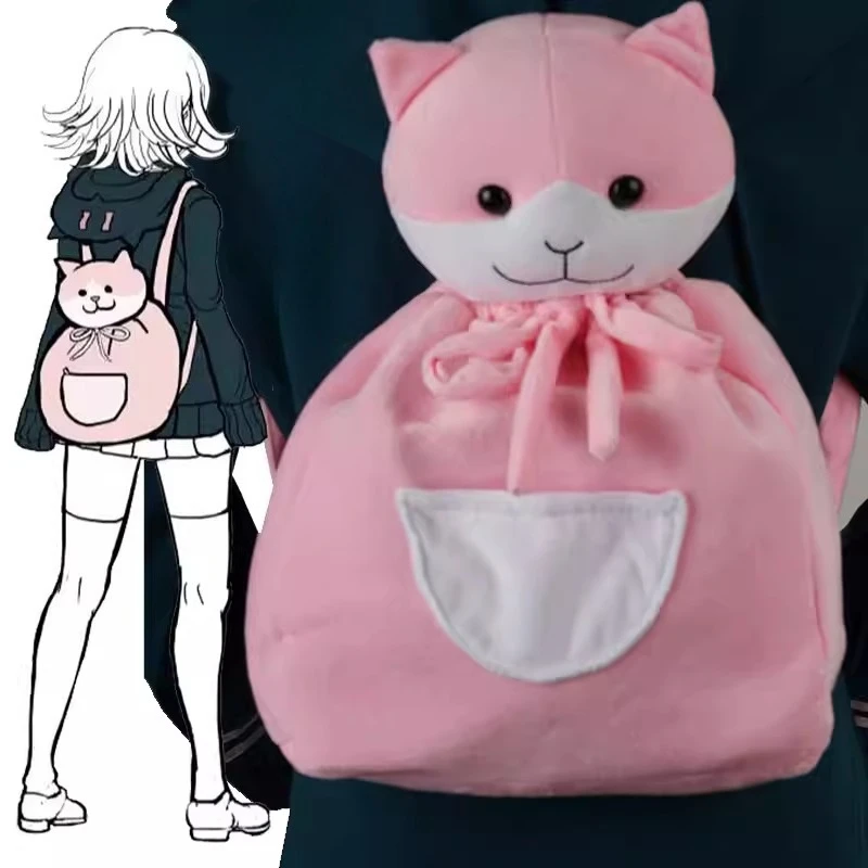 

Game Nanami ChiaKi Cosplay Pink Cat School Bag Cute Cartoon Animals Backpack Role Play Props Accessories for Women