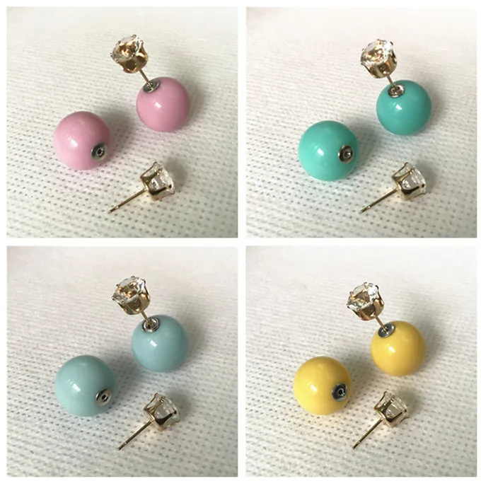 New Sales 11colors Fashion Simulated Pearl Candy Piercing Wedding Stud Earrings 2sizes Brincos Perle