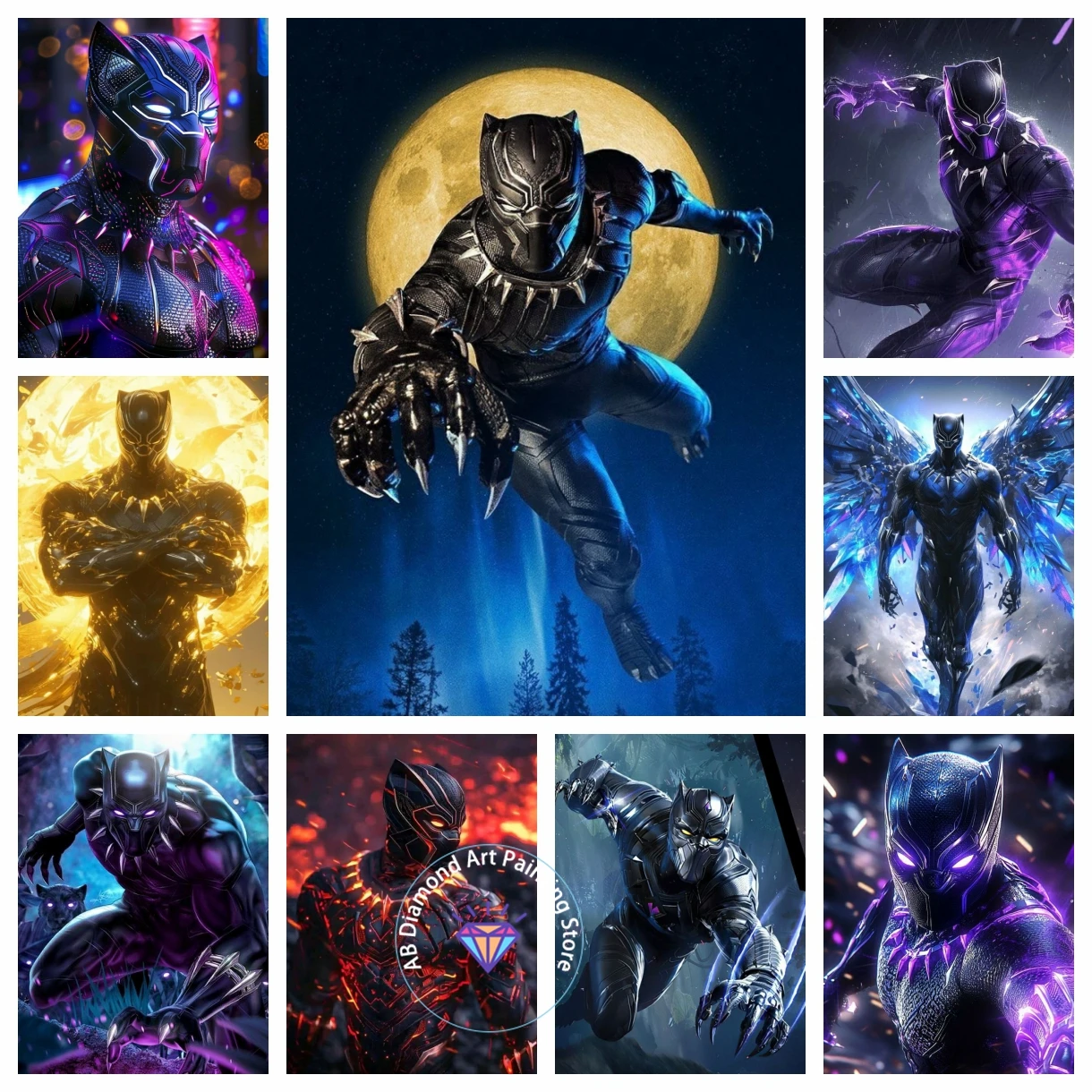 

Black Panther Disney Shiny Bright AB Diamond Painting Kit Diamond Embroidery Cross Stitch Handmade Art Gift Crafts Home Decor