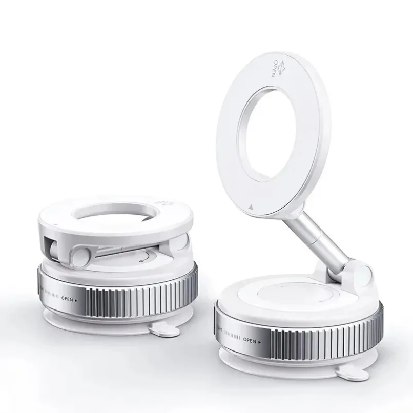 360 °   حامل هاتف مغناطيسي للسيارة قابل للدوران وكوب شفاط المكنسة الكهربائية لهاتف Magsafe iPhone 16-12 Samsung Xiaomi حامل للهاتف الذكي القابل للطي