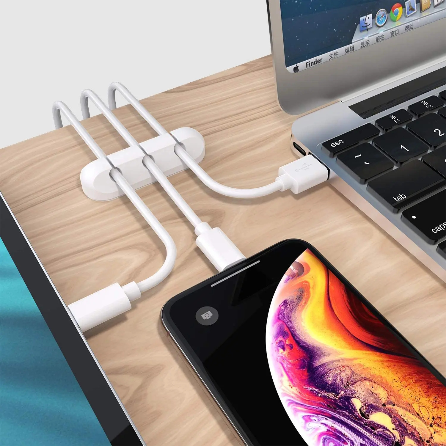 Silicone DIY Cable Winder Management Charging Cable Winder Cable Cord Wire Organizer Adjustable Desktop Tidy Clips Cable Holder - view 5