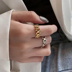 Cold Wind Hollow Chain Glossy Cuban Rings For Men Women Hiphop Simple Trendy Ring AccessoriesHot Rings Size Adjustabale Gifts