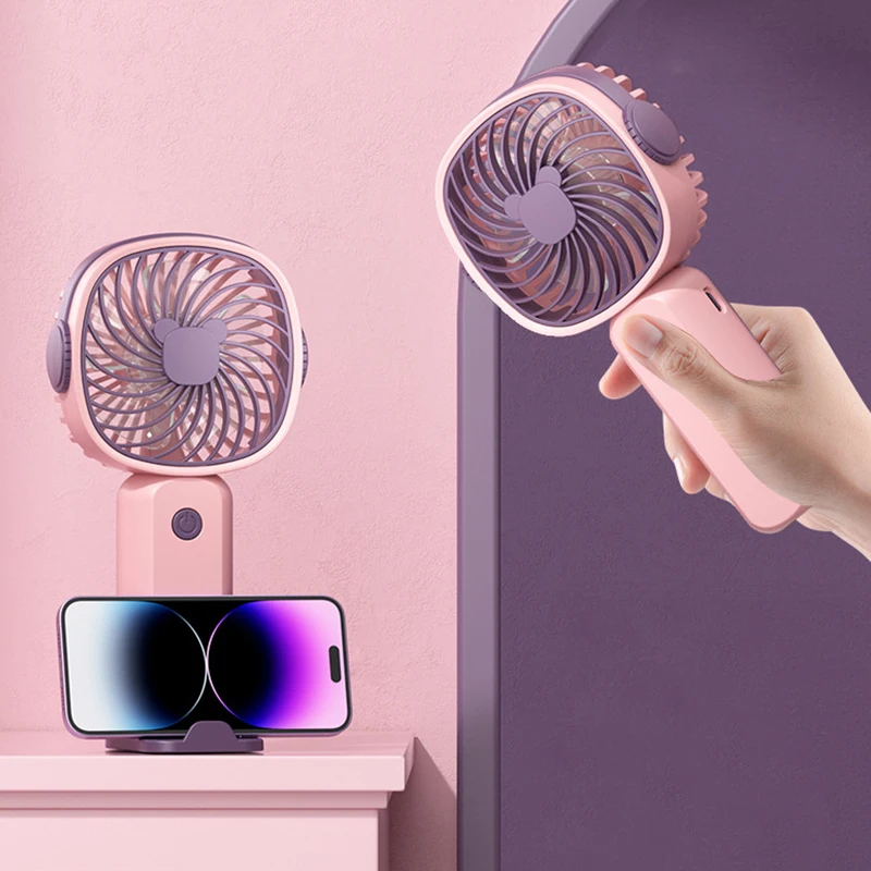 Portable USB Fast Charging Mini Cooling Fans With Phone Holder Rechargeable Handheld Air Cooler For Travel Trip Office Student