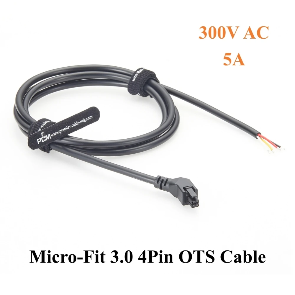Right Angle Micro-Fit 3.0mm 4 Pin OTS Cable Assembly 45 Degree Micro Fit Power & Signal Cable 5A 300V 20AWG