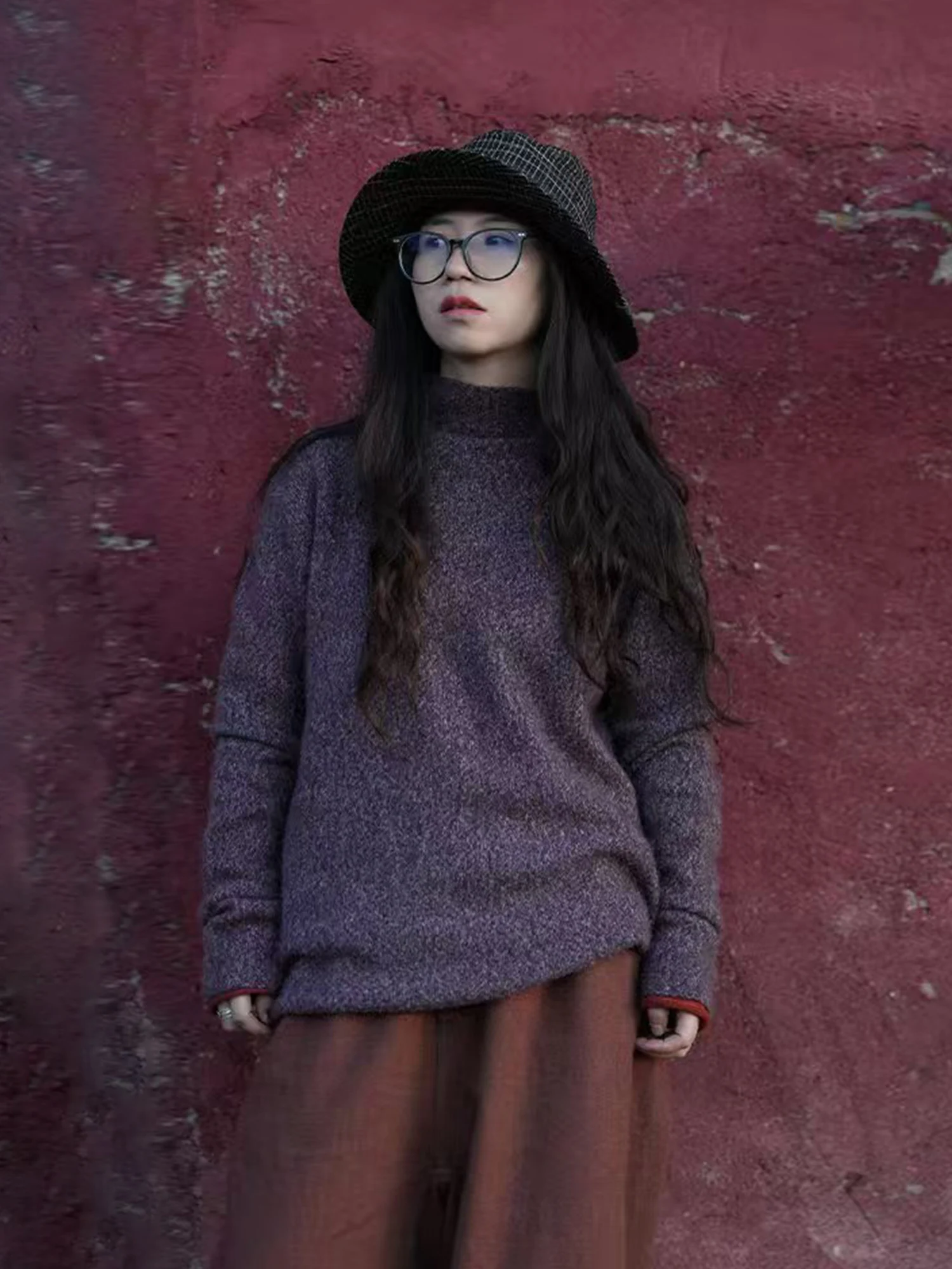 

Теплый свитер PengPeng Home 630 из смесовой мериносовой шерсти и кашемира, повседневный вязаный топ свободного кроя с длинными рукавами, цвет Cloud Mist