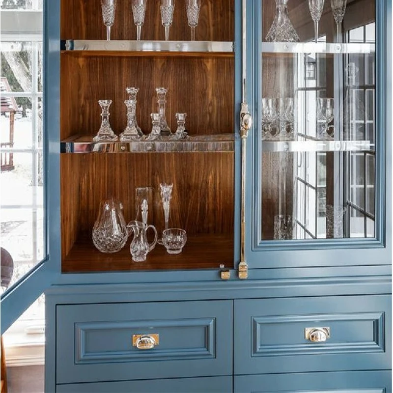 

b25-1 Cabinet Solid Wood Home Kitchen Wall-Mounted Storage Cabinet Vintage Ocean Blue Living Room Floor High