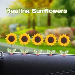 1/ 5PCS  Cute Shaking Head toy  for Car Dashboard Decor Sunflower Car Center Console Rearview Mirror Decoration