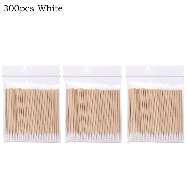 100/300/500 Stuks Wegwerp Hout Wattenstaafje Dubbele Hoofd Lippenstift Oor Wattenstaafjes Wimper Schoonmaken Wattenstaafjes manicure Schoonheid Levert