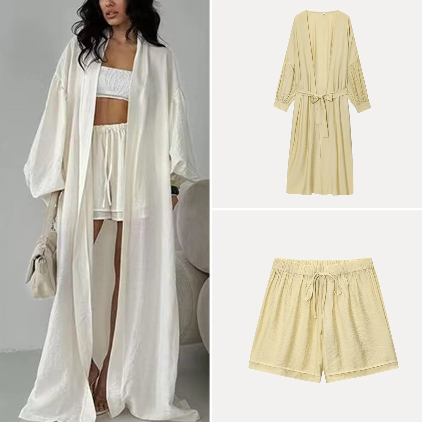

Faionable Multi-Color Long irt Dr with Belted orts Women's Ensemble Summer 2025 V-Ne Long Sve Button-Up Set
