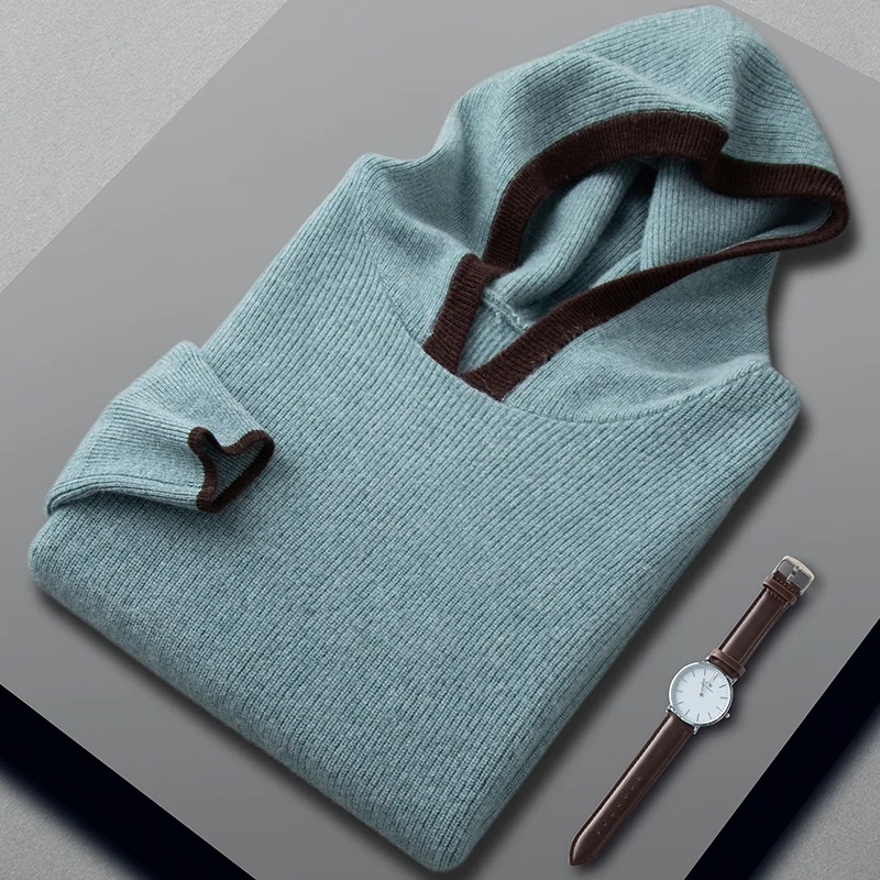 Hat Autumn and winter new 100% cashmere men's V-neck sweater loose jumper slim warm knit solid color long sleeve top