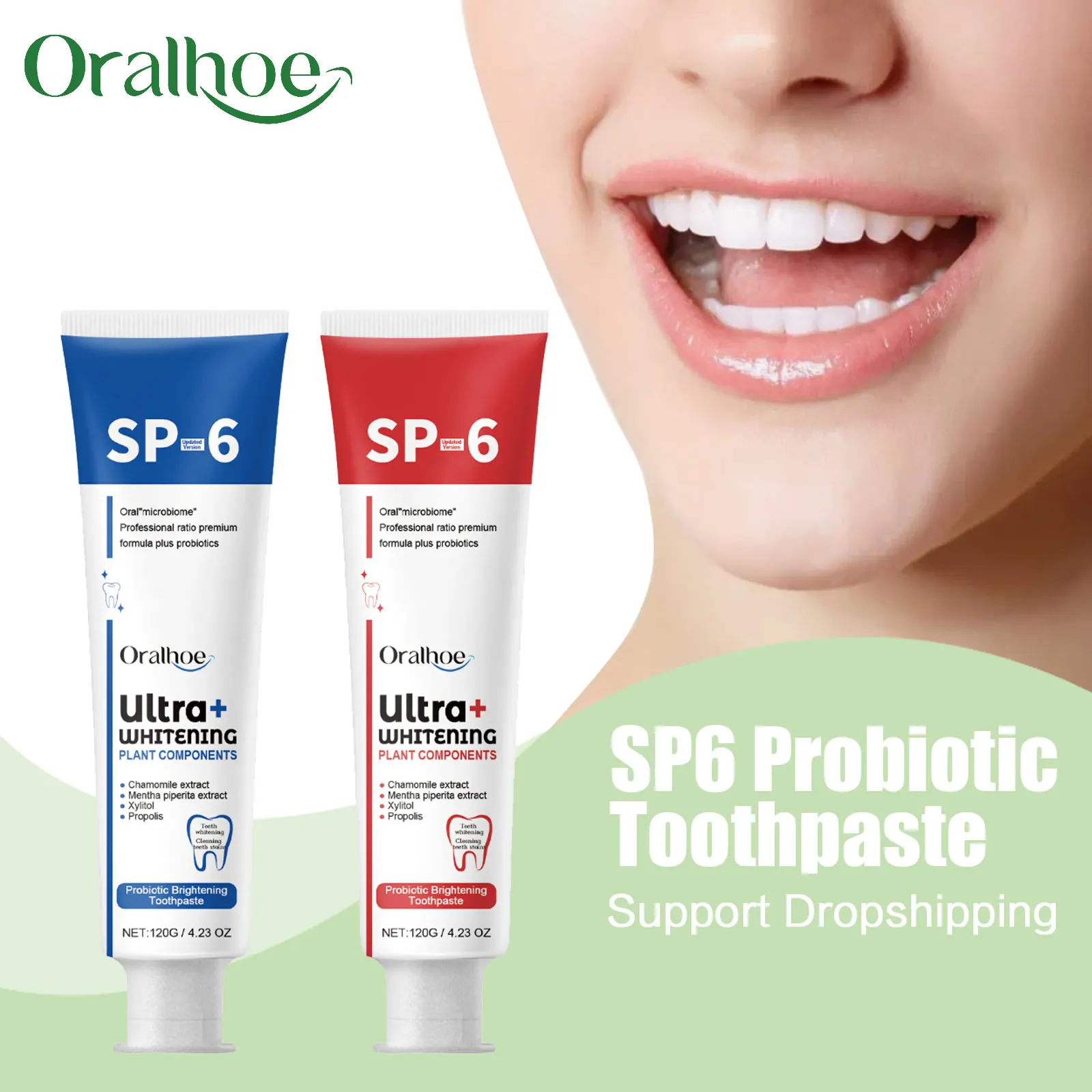 معجون أسنان لتبييض الأسنان يزيل بقع الجير ولوحة الأسنان ونظافة الفم وتنظيف تبييض الأسنان Sp 6 معجون أسنان بروبيوتيك